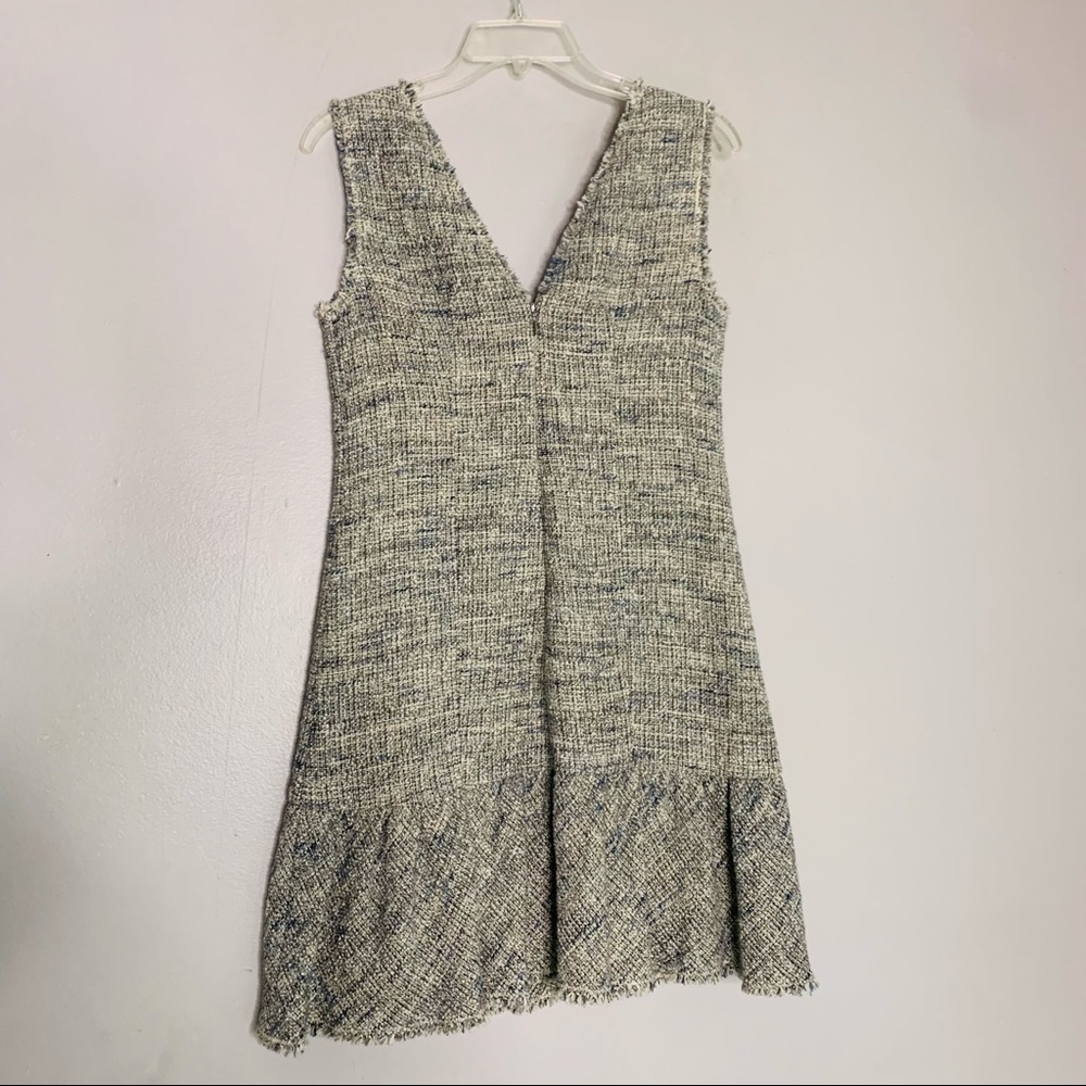 Rebecca Taylor Tweed V Neck Academia Drop waist dress mini dress professional 2 - Picture 4 of 7